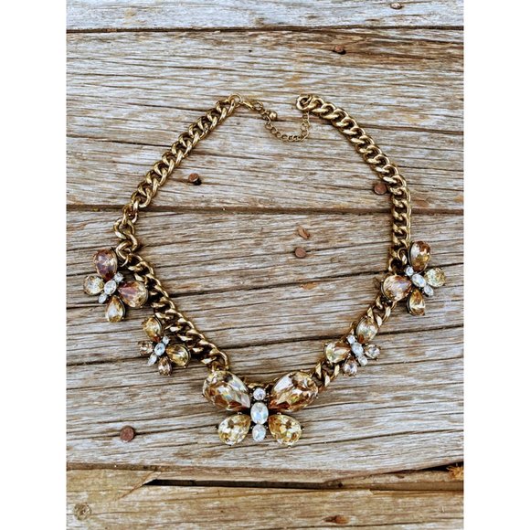 Natasha Chunky Chain Rhinestone Butterfly Statement Necklace - Picture 1 of 9